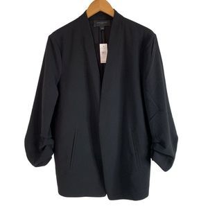 Rare NWT Ann Taylor Factory Scrunch Sleeve Open Blazer Sz 16 XL NWT 6263 Black